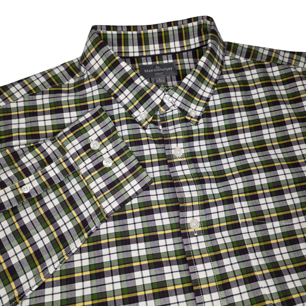 LL Bean Signature Mens XL Plaid Button Down Dress Shirt Long Sleeve Cotton